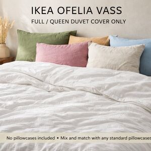 IKEA Ofelia Vass White Duvet Cover Full Queen Cotton Snap Closure